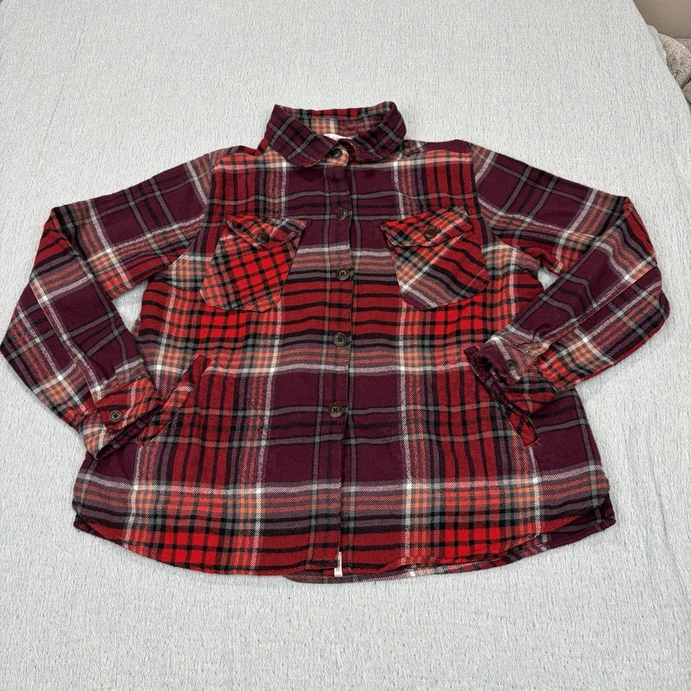 Woolrich Womens Oxbow Bend flannel shirt Small Red plaid button up shacket